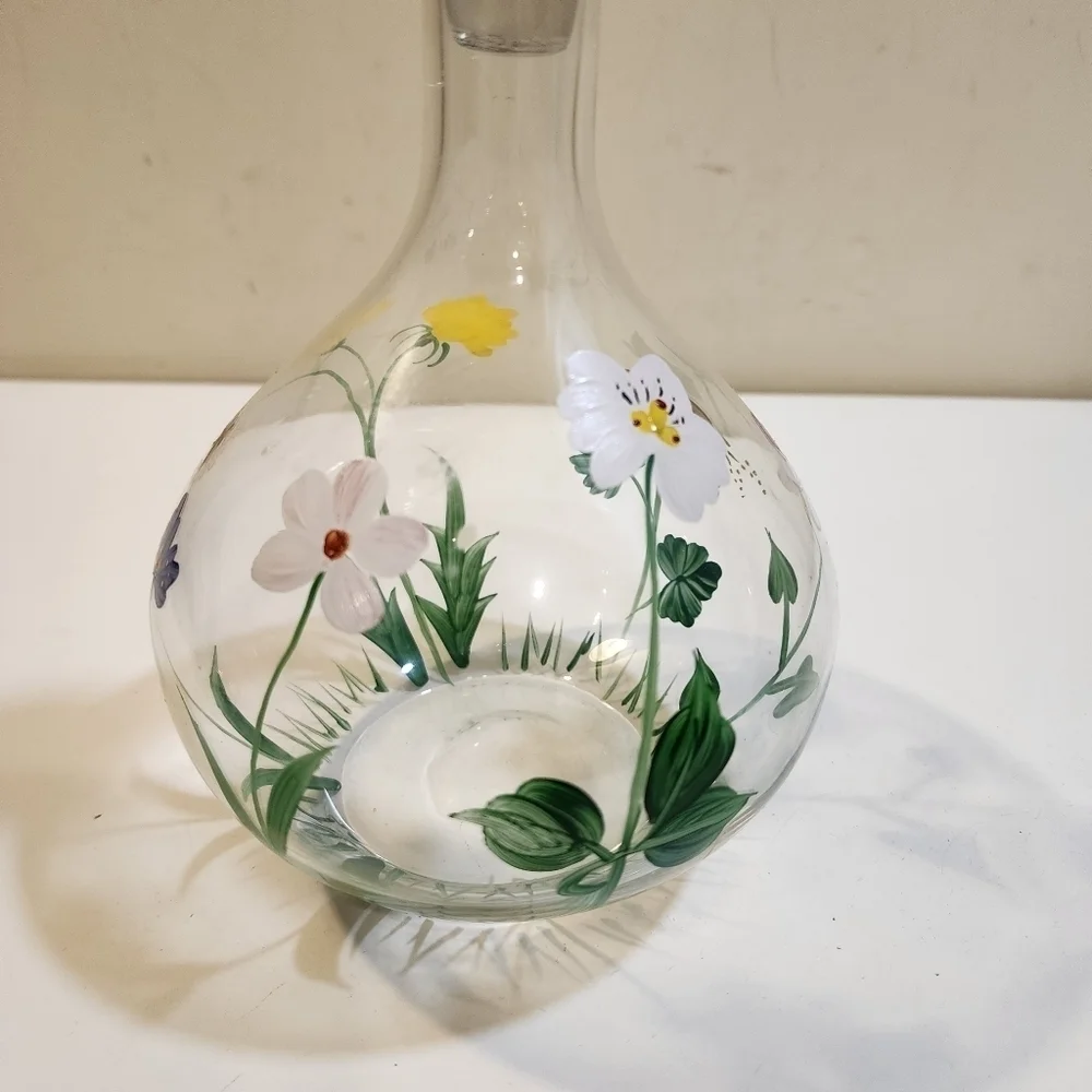 Royal Danube Crystal Floral Handpainted Decanter and Stopper